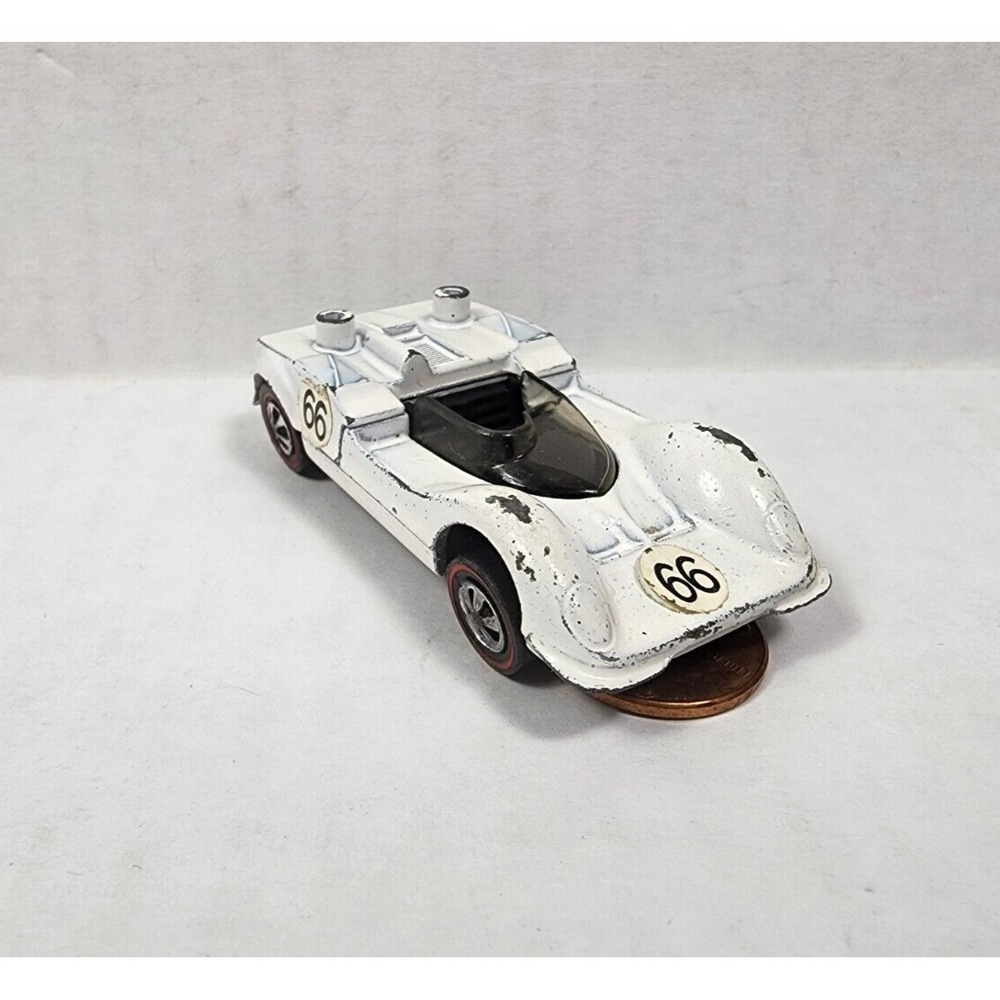 Vintage Hot Wheels Redline Chaparral 2G Original US 1969‎ White NO SPOILER WING